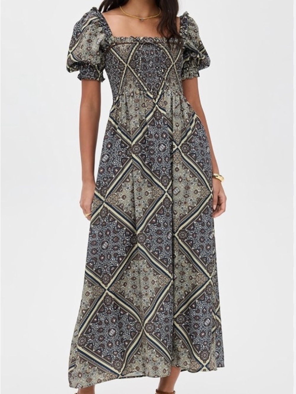 Hill House Home The Scarlett Midi Nap Dress Paisley Brown XS